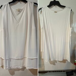 White Michael Kors Sleeveless White Double-hemmed Tunic Style Top Size 2X